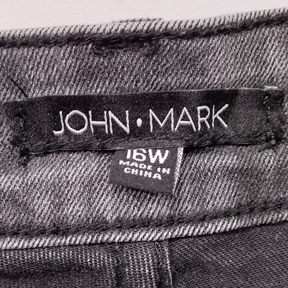 John Mark Fringe Hem Boyfriend Jeans Womens 16W Black Boho Retro 90s Y2K Casual - Picture 7 of 8